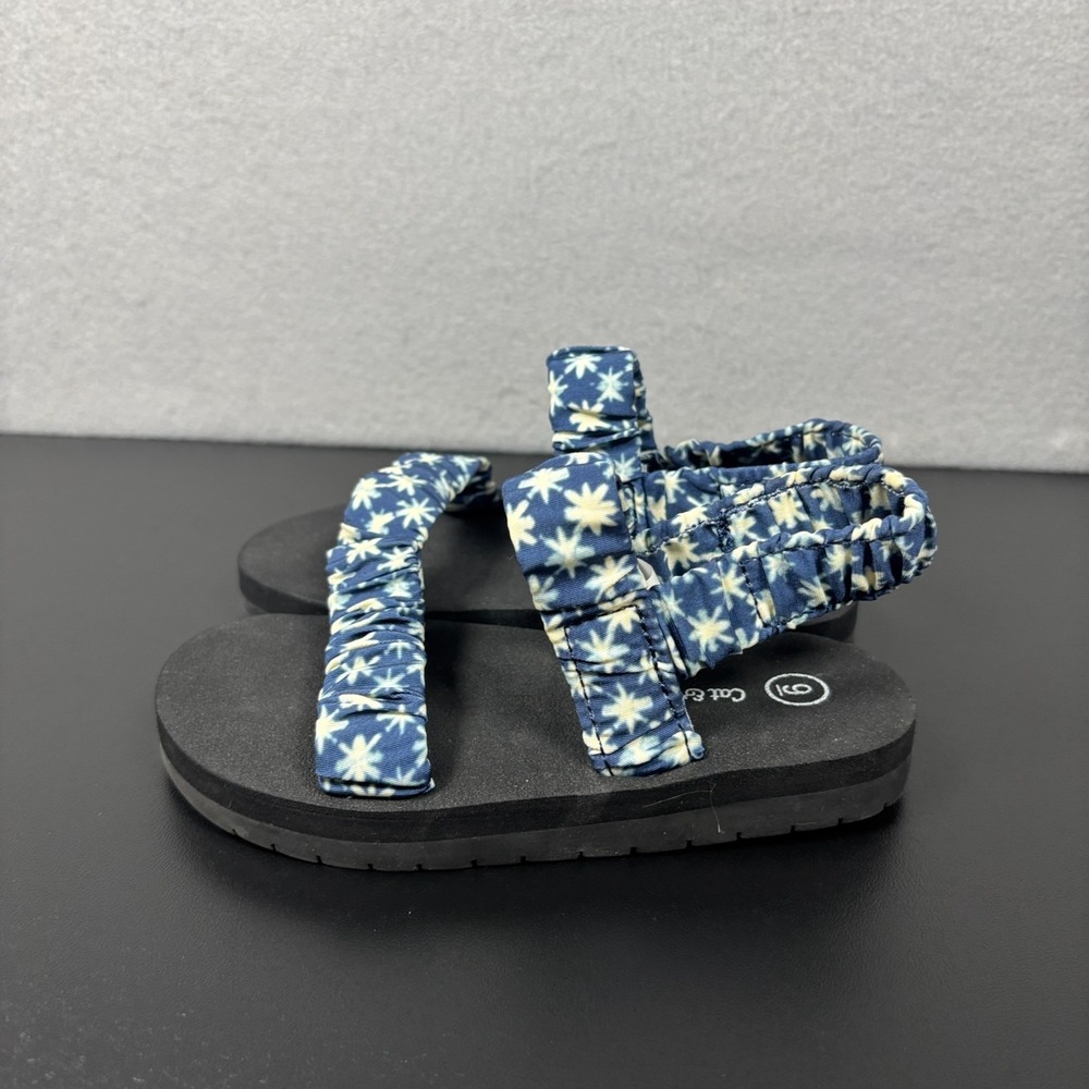 Cat & Jack Toddler Girls Blue/White Slingback Sandal - Size 9‎ EUC Summer Beach